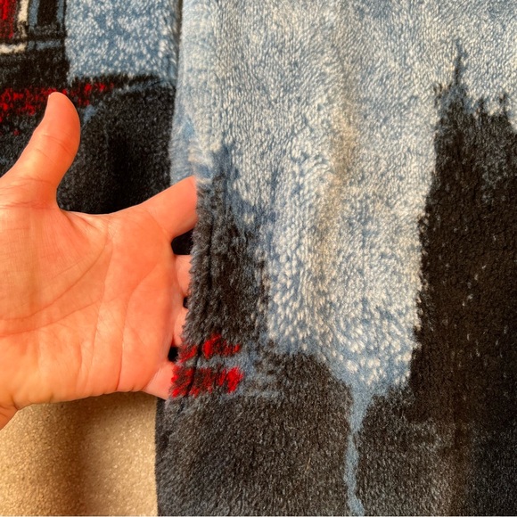 Vintage Coastal Cardigan Sweater Jacket Fleece Zip Up Lighthouse Made in USA Med - Picture 8 of 12